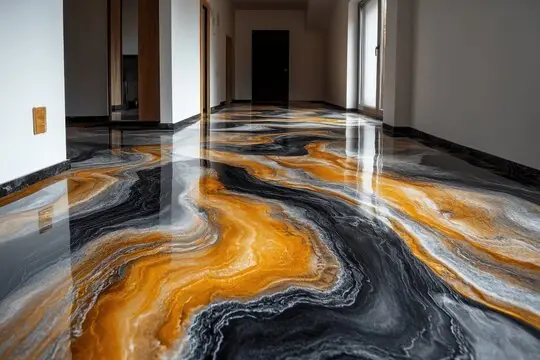 Black and amber metallic corridor