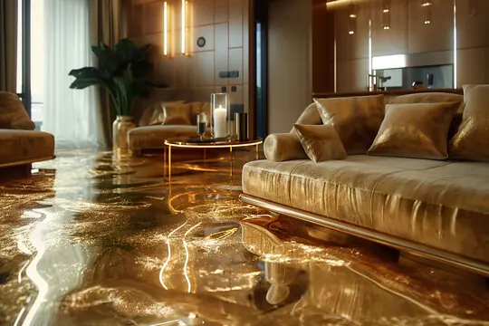 Gold metallic floor in a lounge